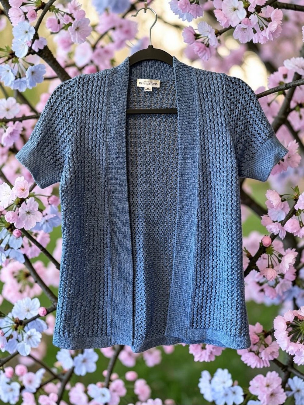 Northern Reflections Periwinkle Blue Open Front Knit Cardigan
